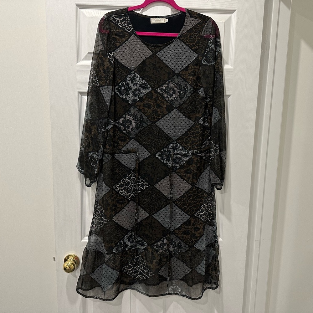 Cream patchwork dress in size 36